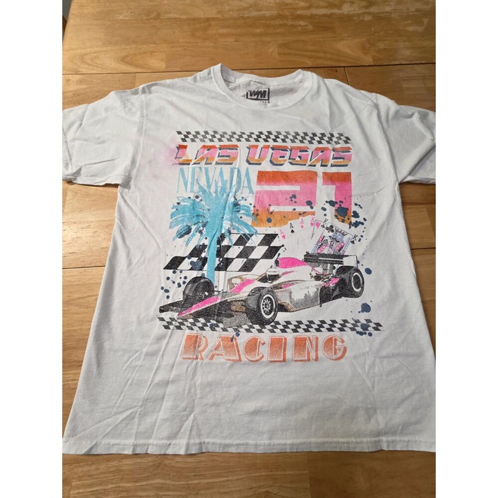 Las Vegas Nevada Racing Shirt Mens Medium Graphic Tee Vintage Style Car Casino